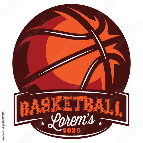Colored basketball with place for text. Template, element for design. Vector illustration
