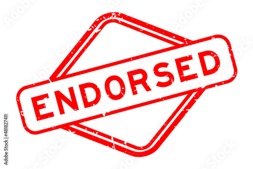 Grunge red endorsed word rubber seal stamp on white background