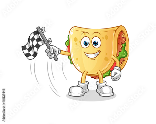 taco hold finish flag. cartoon mascot vector