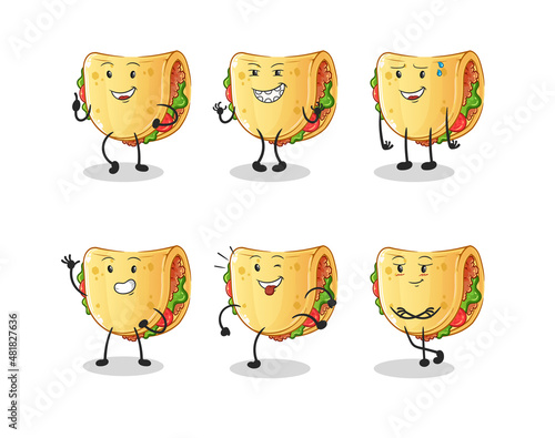 taco happy set character. cartoon mascot vector
