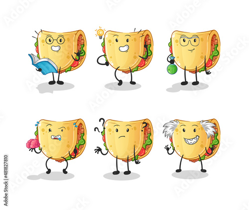taco thinking group character. cartoon mascot vector