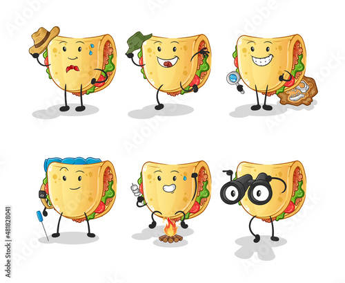 taco adventure group character. cartoon mascot vector