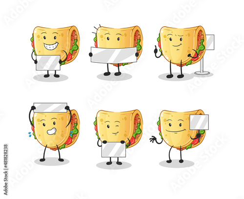 taco holding board group character. mascot vector