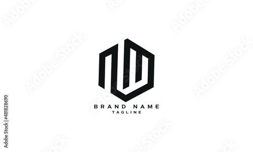 NUM, NLM,  Abstract initial monogram letter alphabet logo design