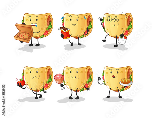 taco food set character. cartoon mascot vector