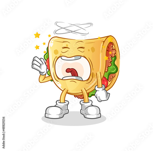 taco yawn character. cartoon mascot vector