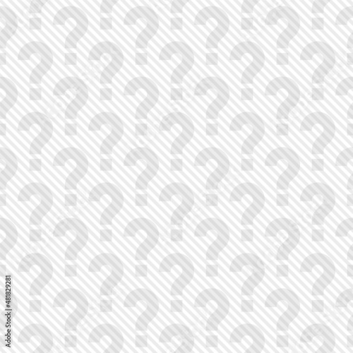 Light Gray Striped Question Marks Seamless Background. Vector Tileable Neutral Pattern.