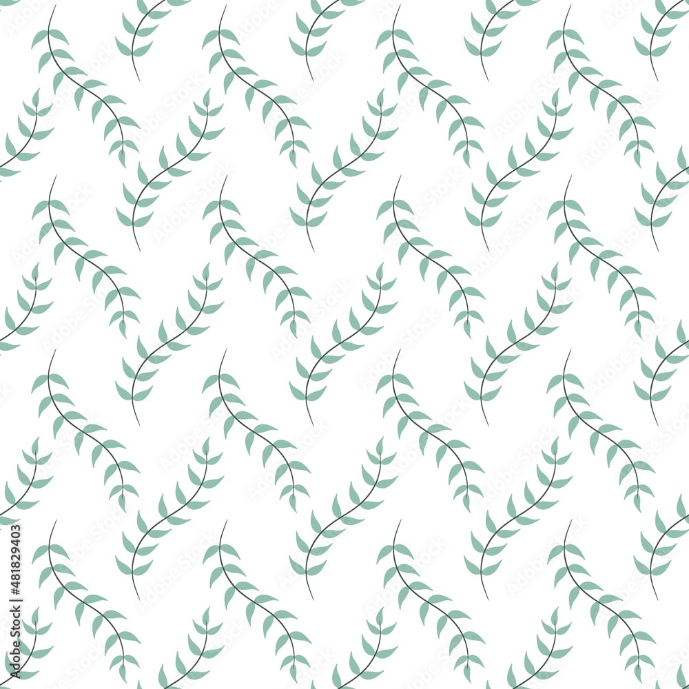 lovely flower pattern - cute green plant leaves on a white background lovely flower pattern - cute green plant leaves on a white background
