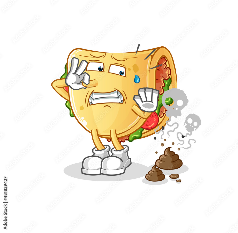 Obraz premium taco with stinky waste illustration. character vector