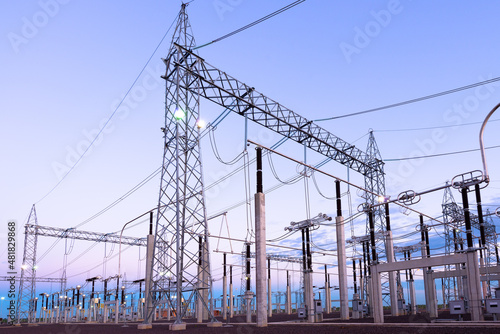 Electric substation in Paraguay at dawn