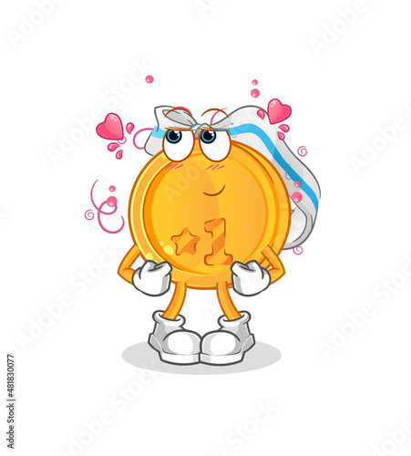 medal shy vector. cartoon character