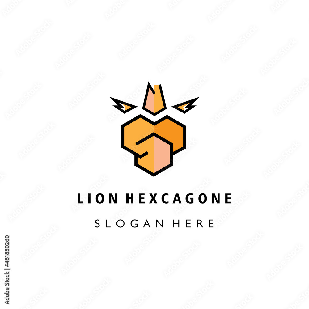 Obraz premium hexagon logo lion illustration design vector template
