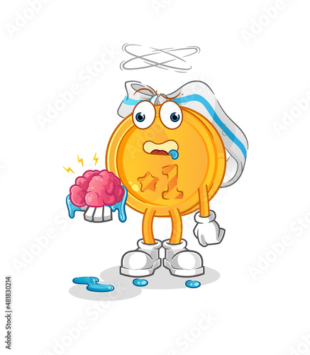 medal no brain vector. cartoon character