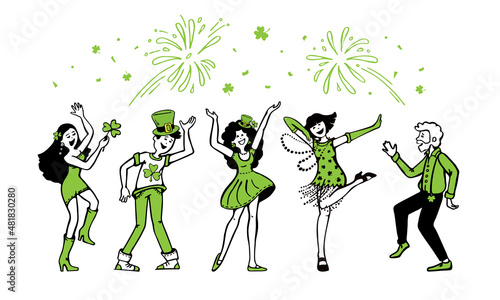People dancing and having fun at the green festival St Patricks day