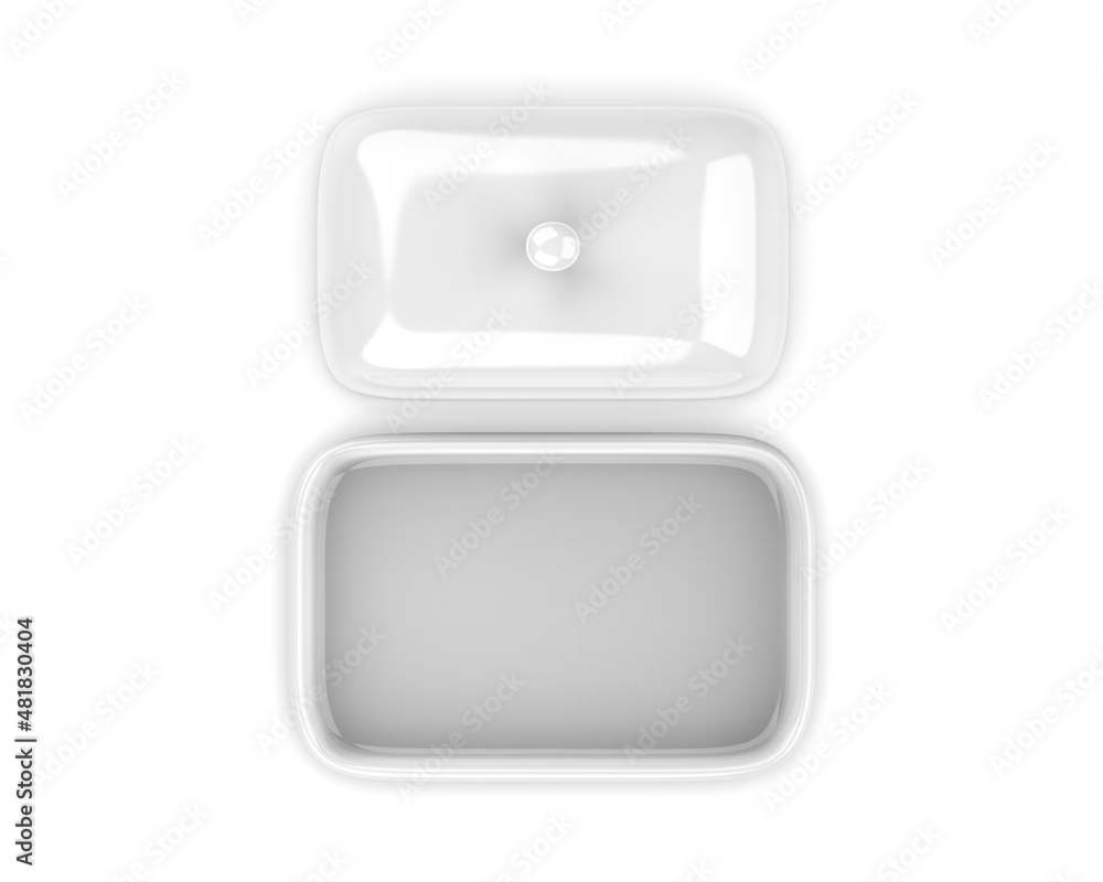Blank Butter Keeper Container Plate With Lid Template, 3e render illustration. Blank Butter Keeper Container Plate With Lid Template, 3e render illustration.