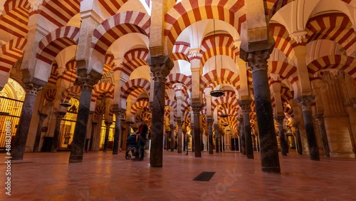 Timelapse of the Mosque-Cathedral inside, Cordoba, Spain