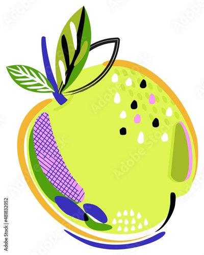 Vector colorful isolated illustration of apple. Geometric abstract style.