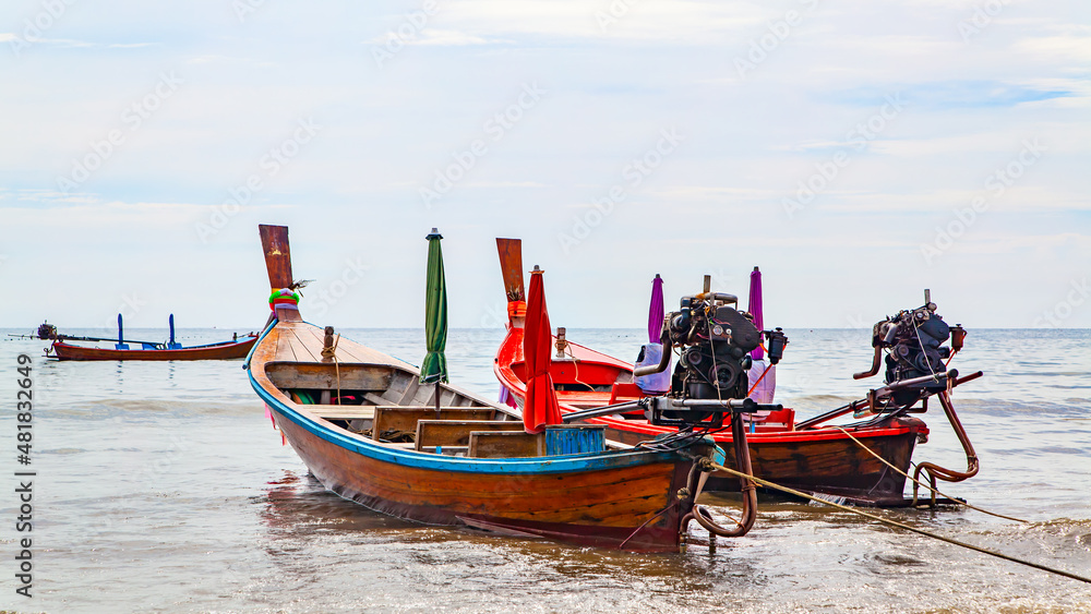 Thai long-tail boat in shore