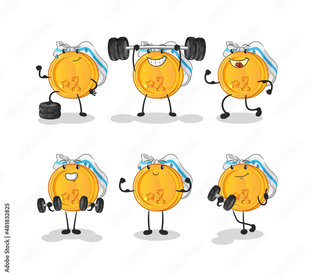 medal exercise set character. cartoon mascot vector medal exercise set character. cartoon mascot vector