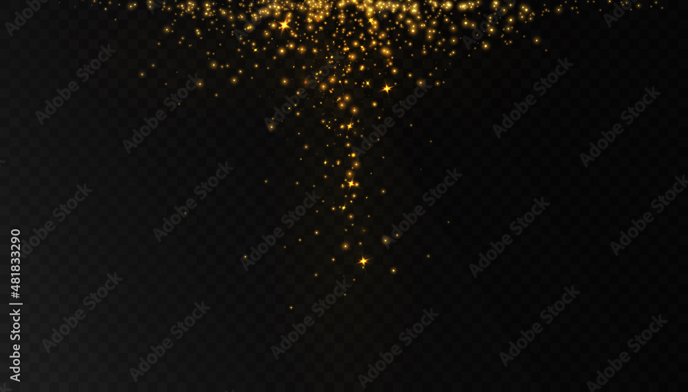 Glowing light effect yellow golden color with lots of shiny particles isolated on transparent background. Vector star cloud with dust. Glowing light effect yellow golden color with lots of shiny particles isolated on transparent background. Vector star cloud with dust.