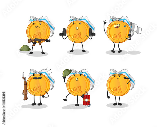 medal troops character. cartoon mascot vector