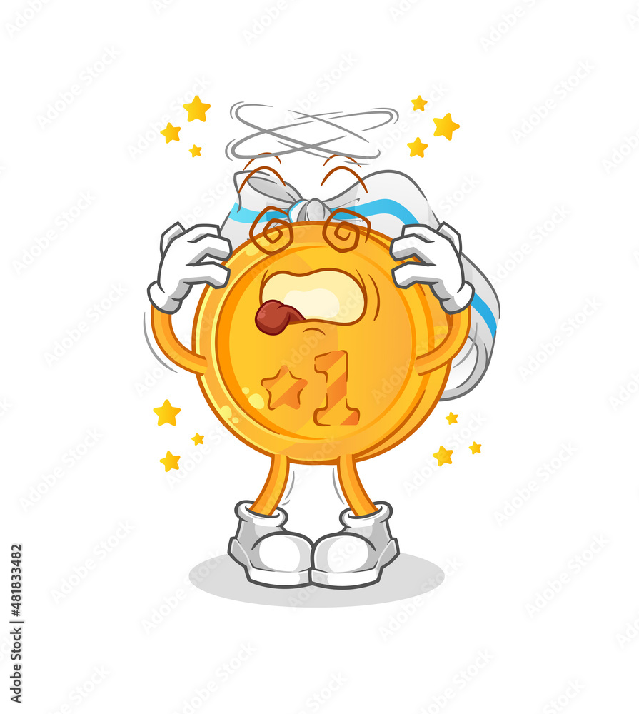 medal dizzy head mascot. cartoon vector medal dizzy head mascot. cartoon vector