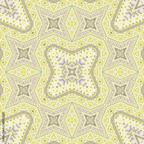 Indonesian endless ornament graphic design. Abstract geometric texture. Tile print in ethnic style.