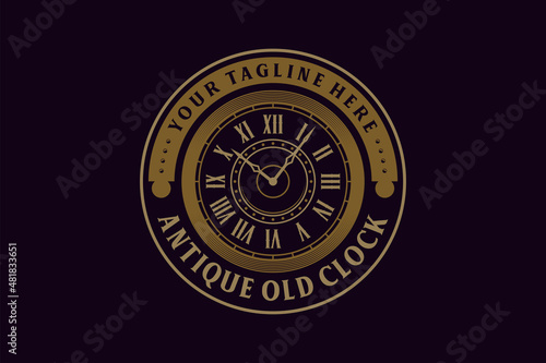 Vintage / Antique Old Clock with Steampunk style for Emblem Logo design inspiration