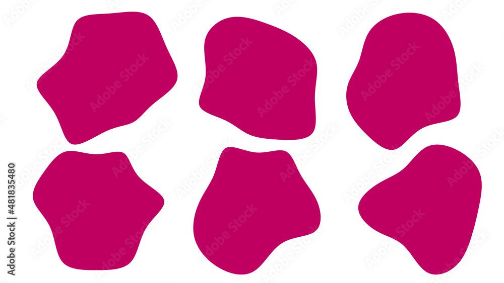 Organic Pink blobs irregular shape. Abstract fluid shapes vector set, simple water forms. Organic Pink blobs irregular shape. Abstract fluid shapes vector set, simple water forms.