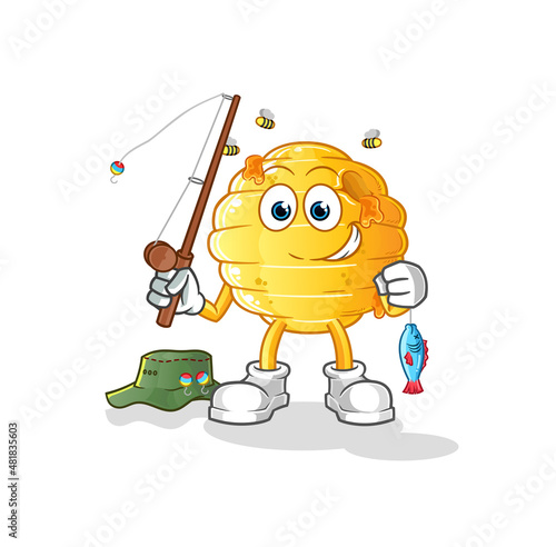 honeycomb fisherman illustration. character vector