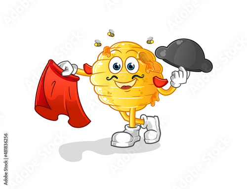honeycomb matador with red cloth illustration. character vector