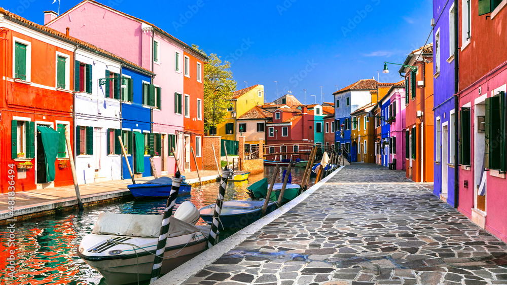 Beautiful Burano Island -  colorful traditional fishing town (village) near of Venice. Italy travel and landmarks
