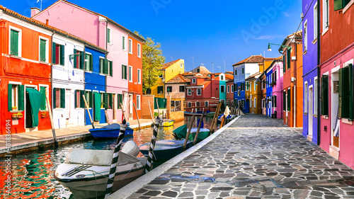 Beautiful Burano Island - colorful traditional fishing town (village) near of Venice. Italy travel and landmarks