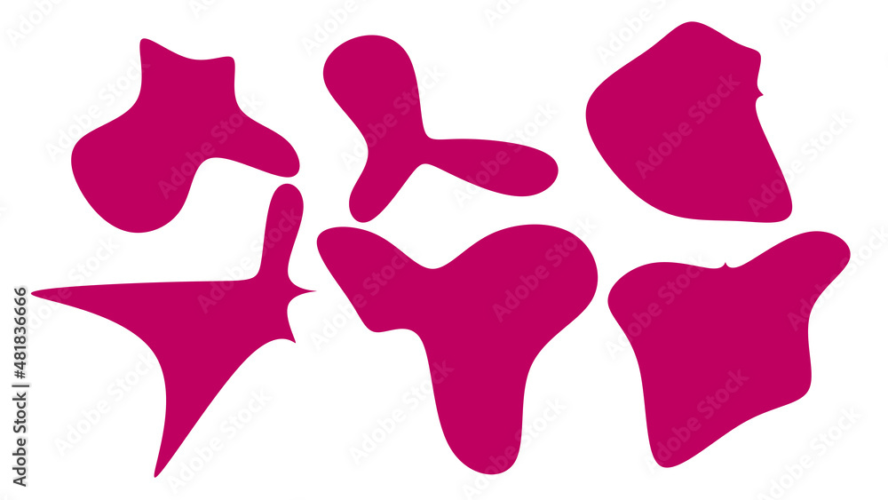 Organic Pink blobs irregular shape. Abstract fluid shapes vector set, simple water forms. Organic Pink blobs irregular shape. Abstract fluid shapes vector set, simple water forms.