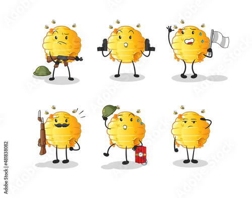 honeycomb troops character. cartoon mascot vector