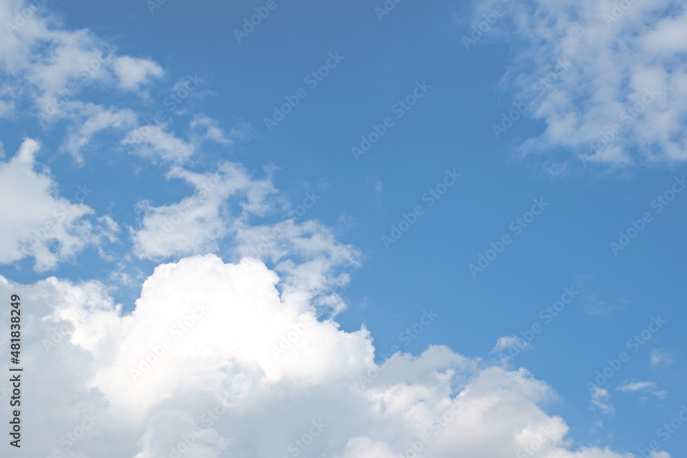 The vast sky with white clouds, beautiful nature.