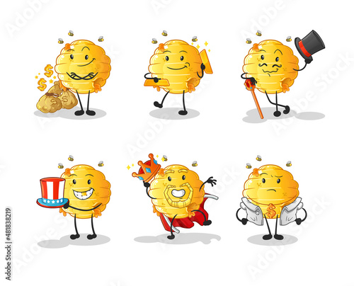 honeycomb rich character. cartoon mascot vector