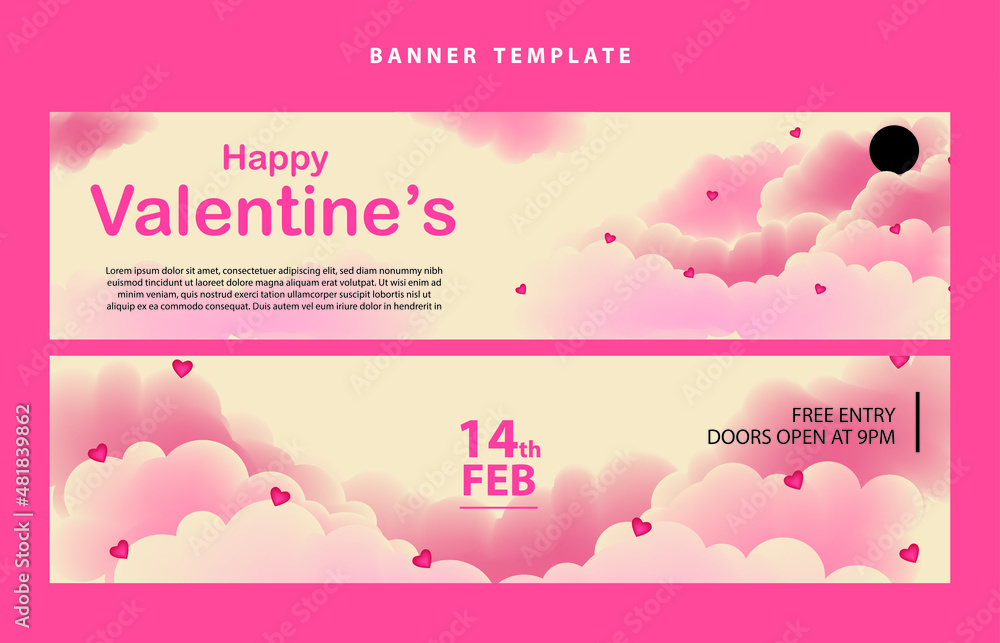 happy valentines day social media poster banner flyer pattern event abstract layout illustration background february party wallpaper template label backdrop modern vector design sale red romantic red