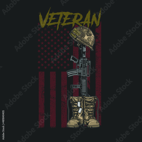 veteran army boot illustration vector