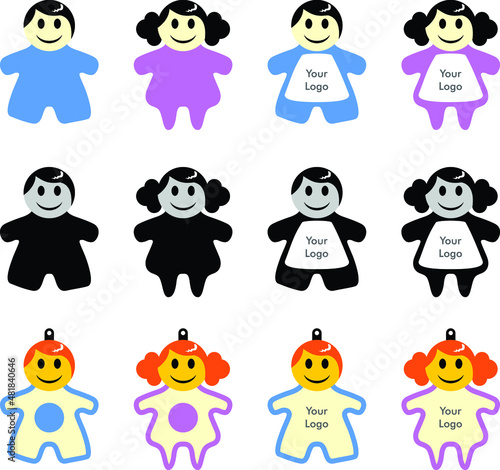 Mascot cute kids vector design for keychain, purse badge, assorted bages, various gifts, keychains and various promotion products.