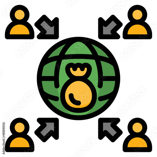 global investment line icon