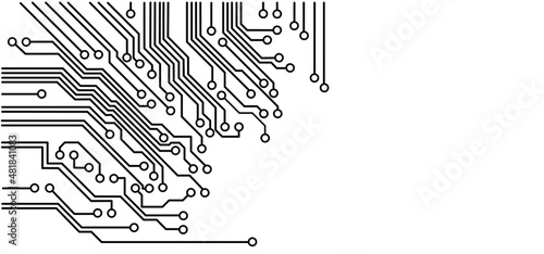 Circuit board or electronic motherboard. lines and dots connect. Vector high-tech technology data. Electrical board. digital tech. cpu, pcb printed circuit. For chip and process.   Input or output.