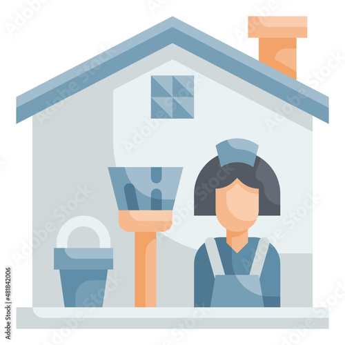 housekeeper flat icon