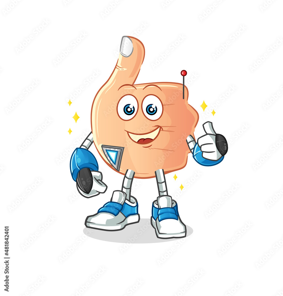 thumbs up robot character. cartoon mascot vector thumbs up robot character. cartoon mascot vector