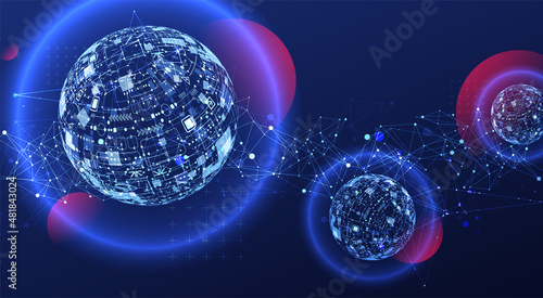 Abstract technology sphere background. Global network concept.