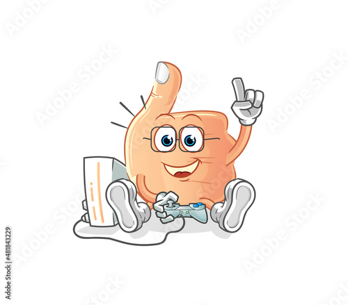 thumbs up playing video games. cartoon character