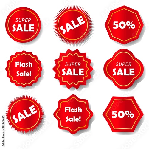 various royal sale tag and label with gold frame