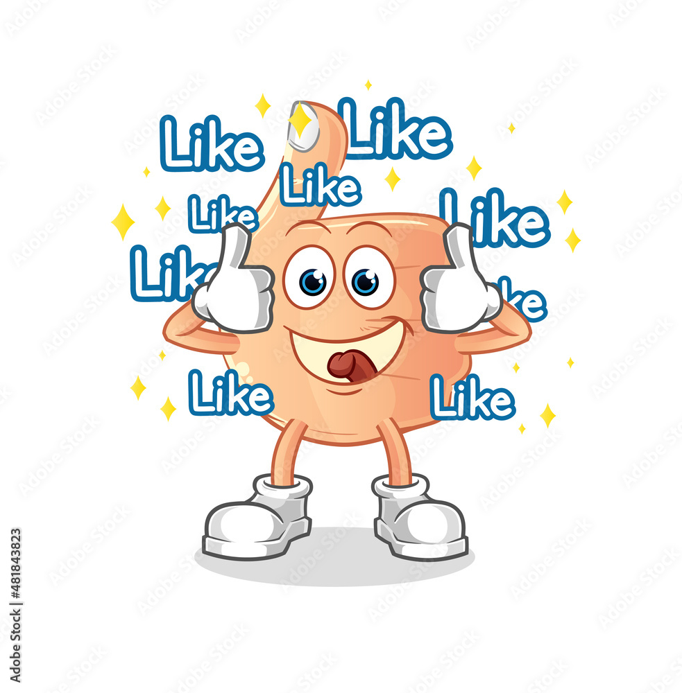 thumbs up give lots of likes. cartoon vector thumbs up give lots of likes. cartoon vector