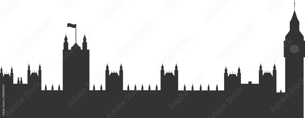 Big ben on white background.London Silhouette illustration