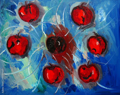 Obraz na plátně Apples. Seven deadly sins. The despondency, oil painting
